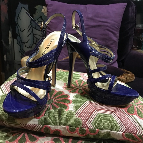 BEBE cobalt blue patent strappy heels 6 - Picture 2 of 6